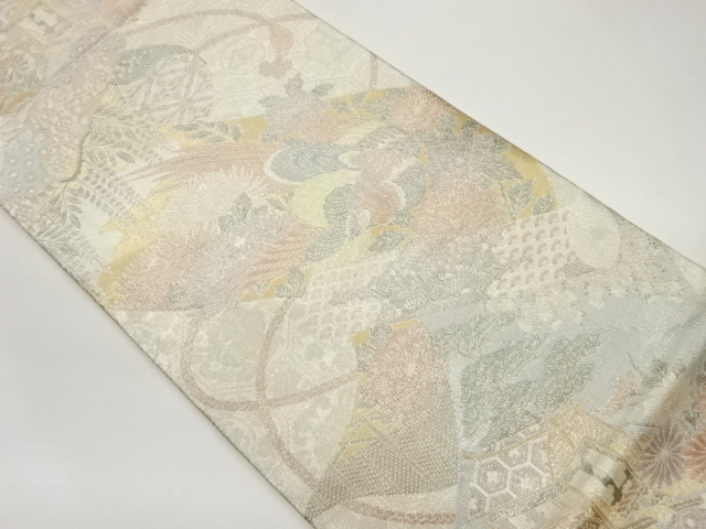佐賀錦雉・花々模様織出し袋帯